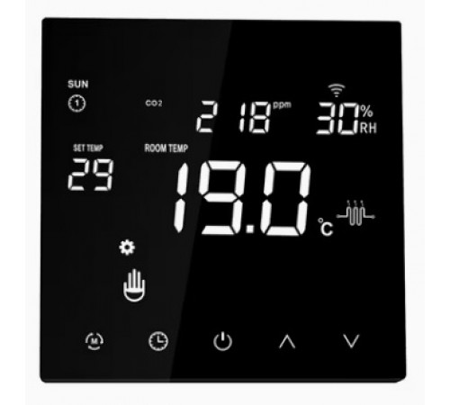 Термостат FC 285 на 230В черный Touch screen с Wi-Fi управлением Термостат FC 285 на 230В черный Touch screen с Wi-Fi управлением